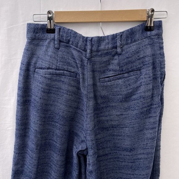 Urban Outfitters Herringbone Pleated Wide-Leg Trouser Pants Cotton Blue Women S - Picture 4 of 12